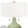 Thumbnail2 of Color Plus Toby Brass 28" Majolica Green Glass Table Lamp more views