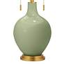 Thumbnail3 of Color Plus Toby Brass 28" Majolica Green Glass Table Lamp more views