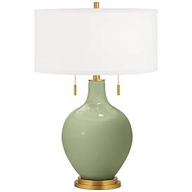 Image2 of Color Plus Toby Brass 28" Majolica Green Table Lamp with Dimmer