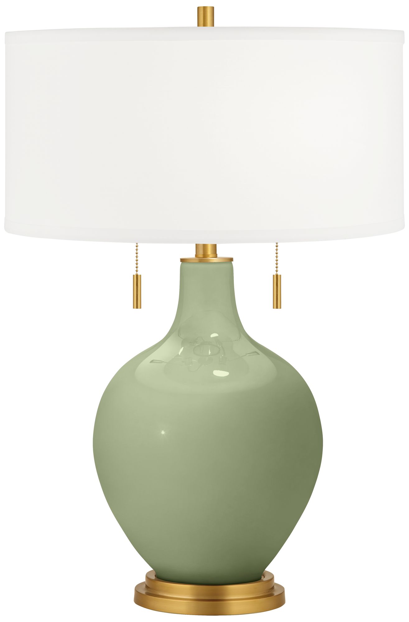 Color Plus Toby Brass 28" Majolica Green Table Lamp with USB Dimmer