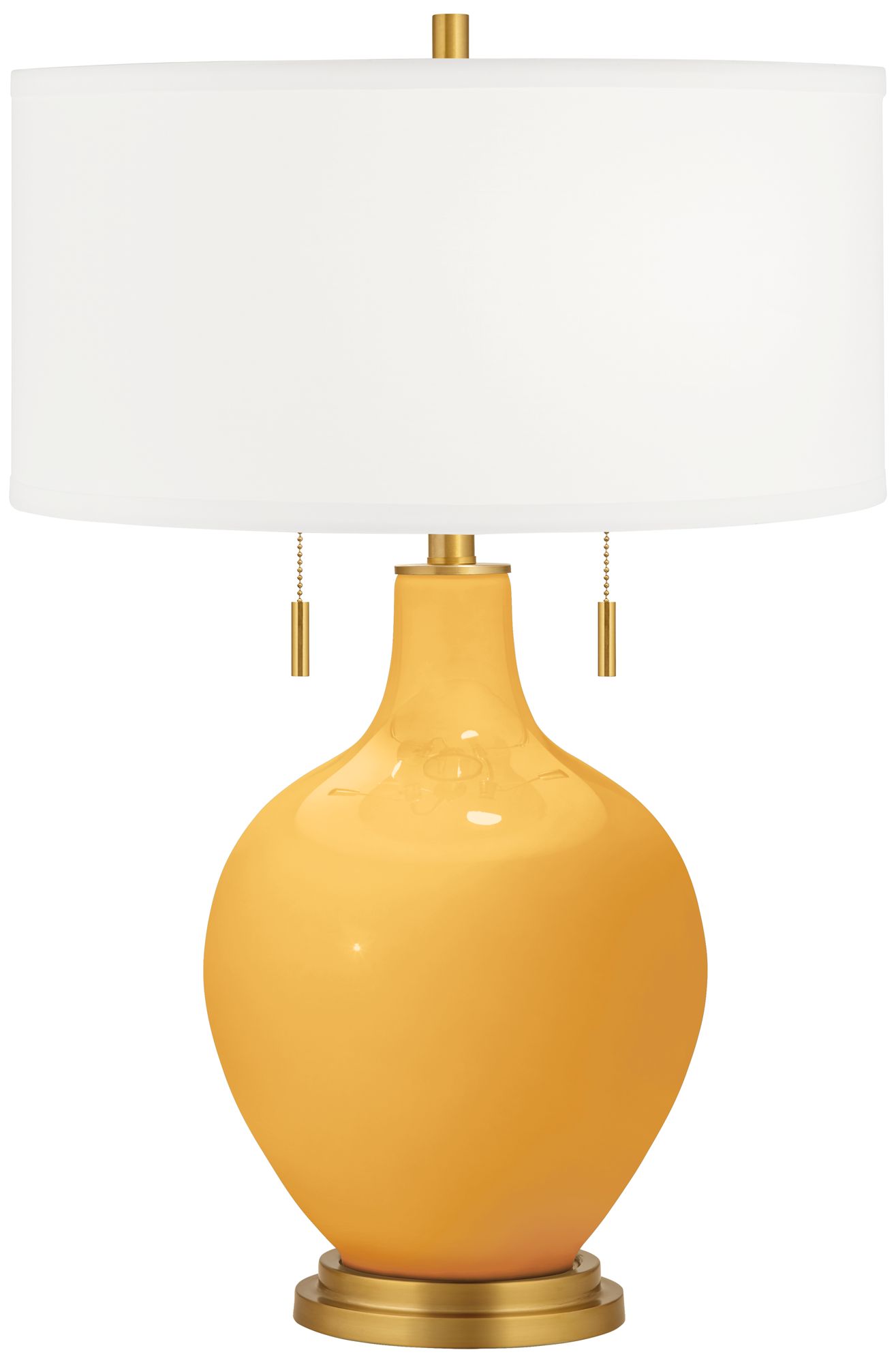 Color Plus Toby Brass 28" Marigold Yellow Table Lamp with USB Dimmer