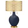 Color Plus Toby Brass 28" Metal Shade and Naval Blue Table Lamp