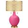 Color Plus Toby Brass 28" Metal Shade Blossom Pink Table Lamp