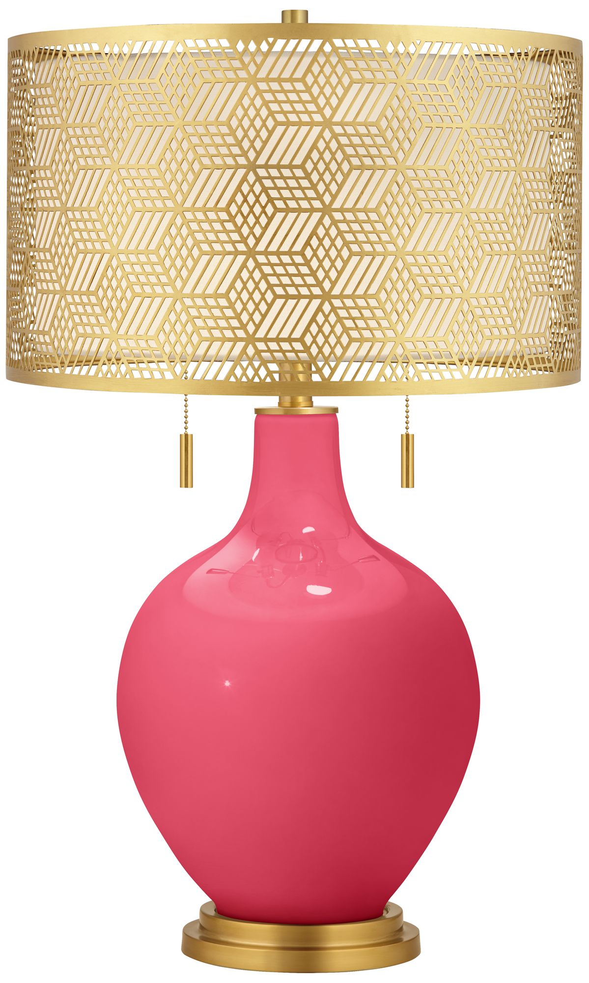Image Color Plus Toby Brass 28" Metal Shade Eros Pink Table Lamp