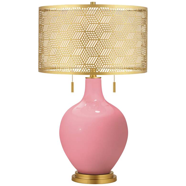 Image 1 Color Plus Toby Brass 28" Metal Shade Haute Pink Modern Table Lamp