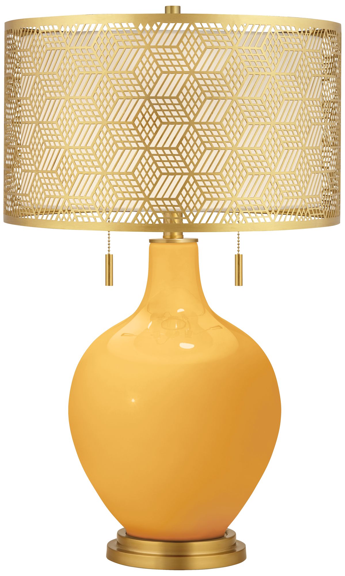 Image Color Plus Toby Brass 28" Metal Shade Marigold Yellow Table Lamp