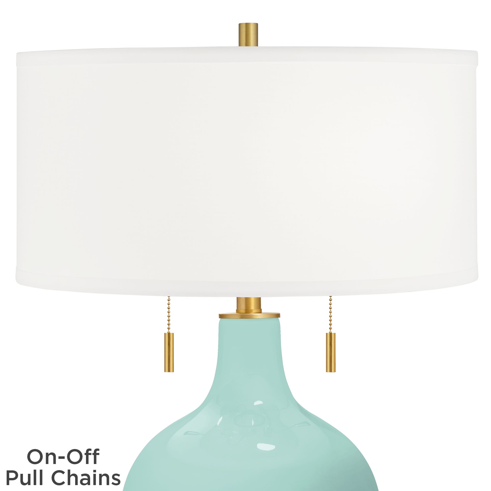Thumbnail2 of Color Plus Toby Brass 28" Modern Glass Cay Blue Table Lamp more views