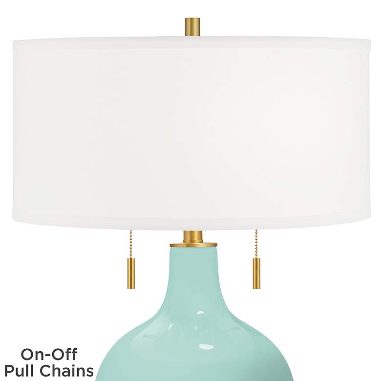 Image 2 Color Plus Toby Brass 28" Modern Glass Cay Blue Table Lamp more views