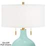 Color Plus Toby Brass 28" Modern Glass Cay Blue Table Lamp