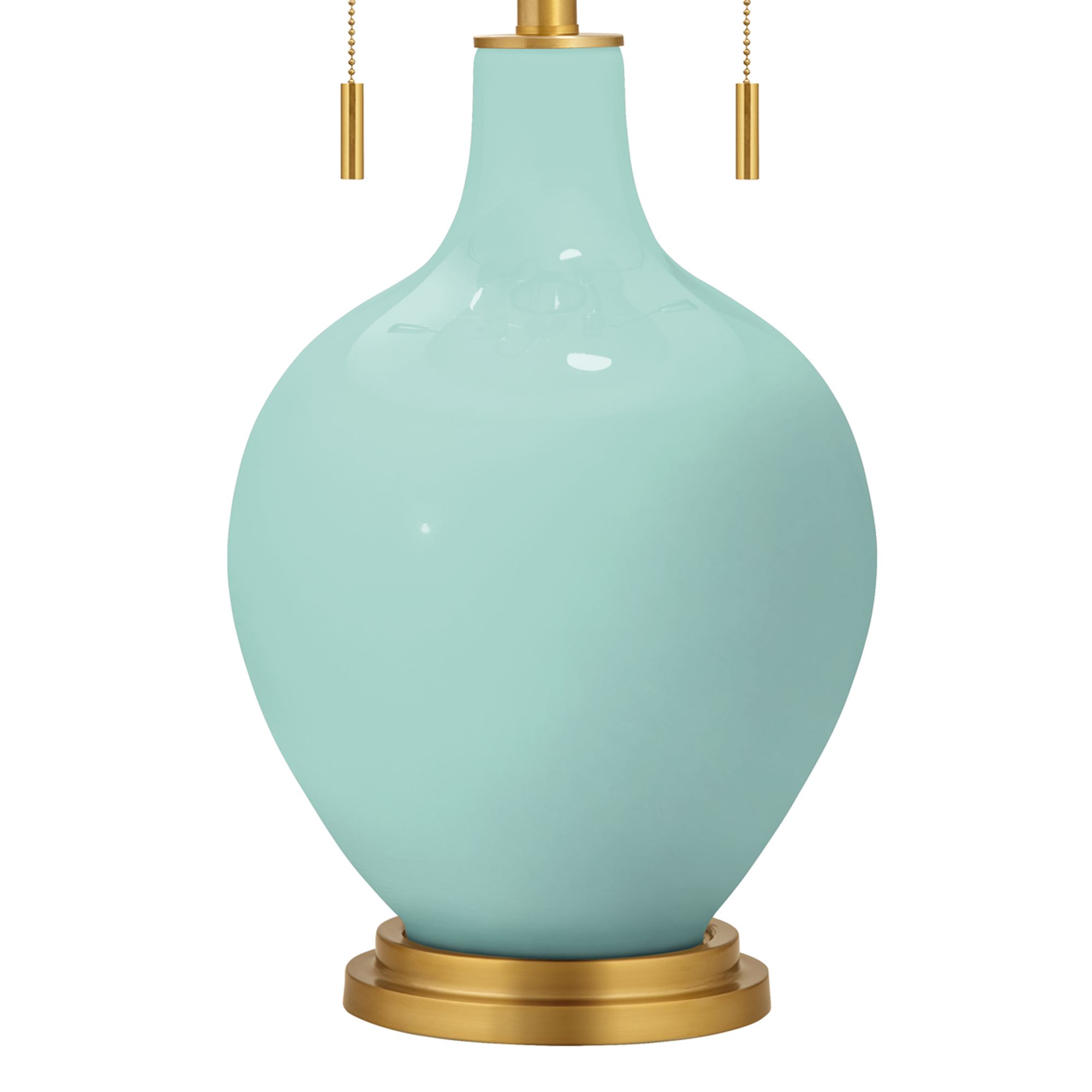 Thumbnail3 of Color Plus Toby Brass 28" Modern Glass Cay Blue Table Lamp more views