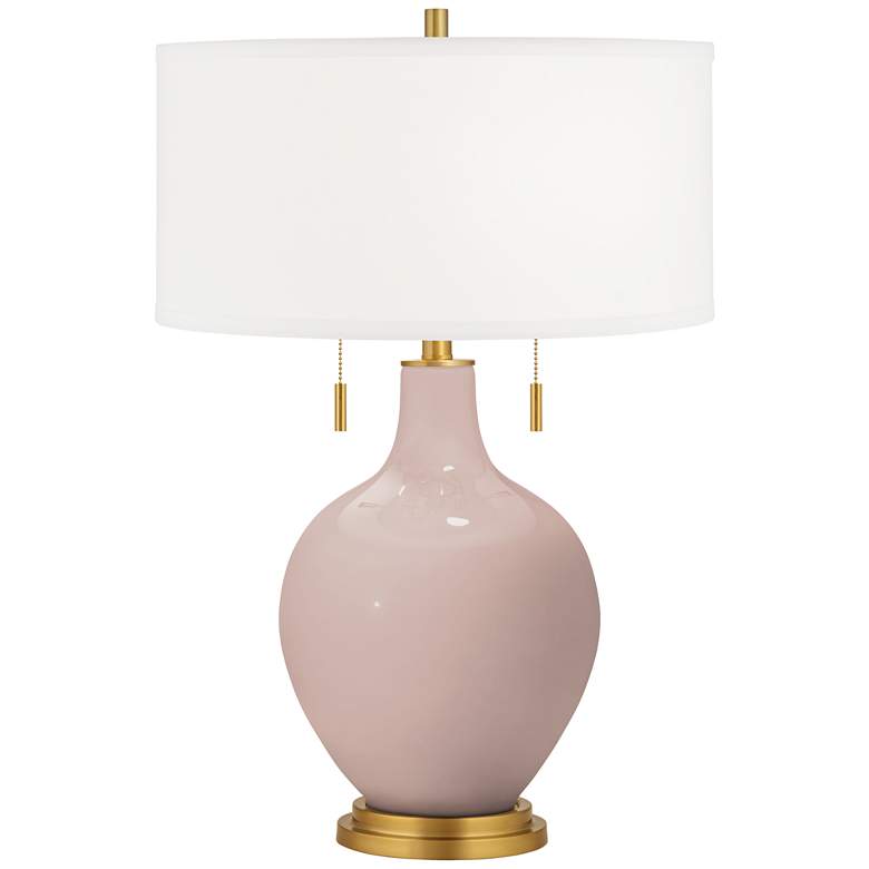 Image 1 Color Plus Toby Brass 28" Modern Glass Glamour Pink Table Lamp