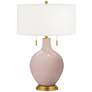 Color Plus Toby Brass 28" Modern Glass Glamour Pink Table Lamp