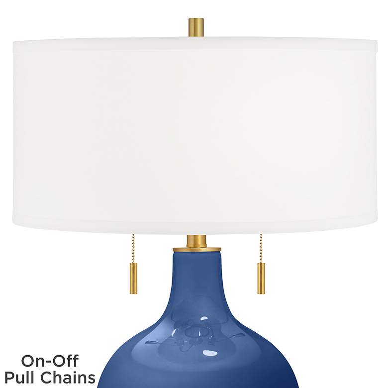 Image 2 Color Plus Toby Brass 28 inch Modern Glass Monaco Blue Table Lamp more views
