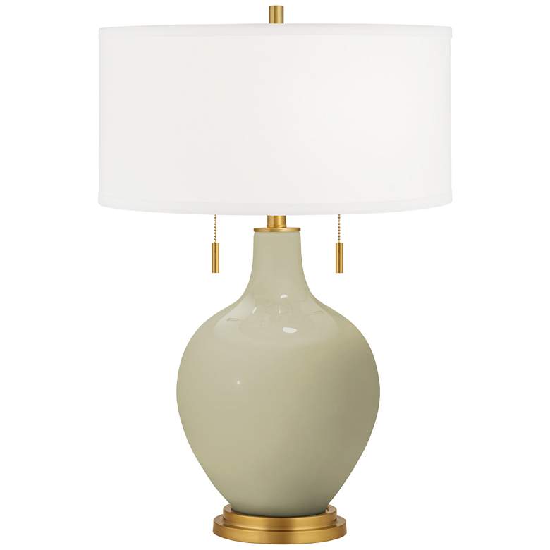 Image 1 Color Plus Toby Brass 28" Modern Glass Sage Green Table Lamp
