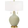 Color Plus Toby Brass 28" Modern Glass Sage Green Table Lamp
