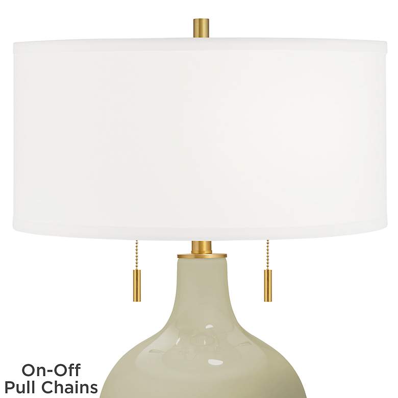 Image 2 Color Plus Toby Brass 28" Modern Glass Sage Green Table Lamp more views