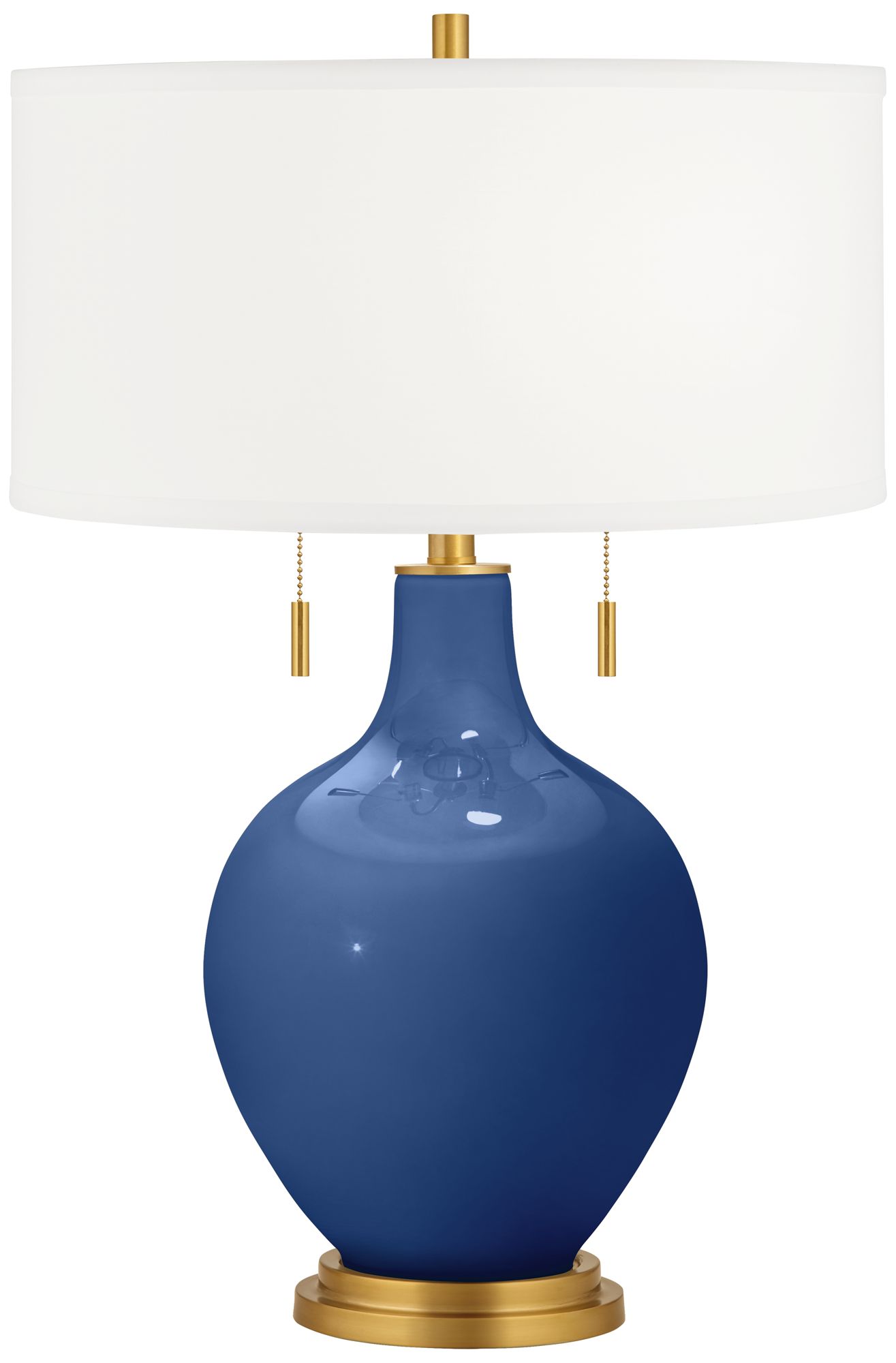 Color Plus Toby Brass 28" Monaco Blue Table Lamp with USB Dimmer