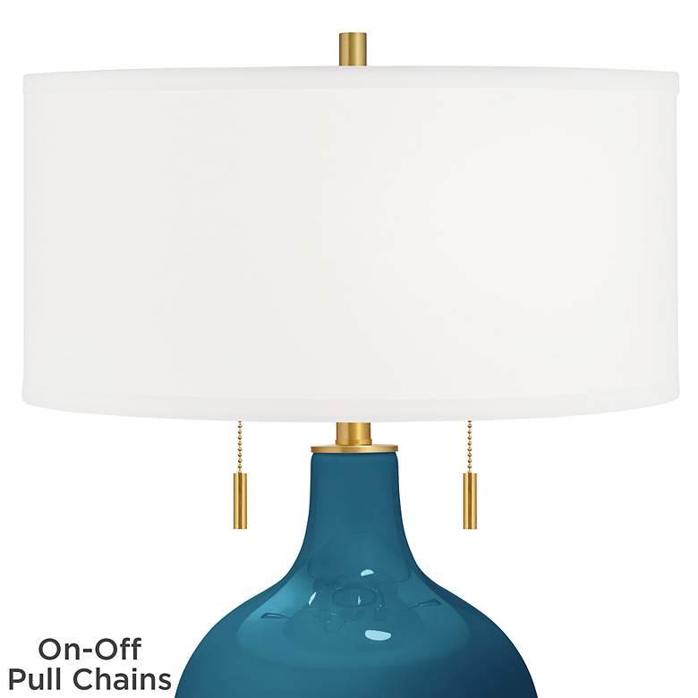 Image 2 Color Plus Toby Brass 28" Oceanside Blue Glass Table Lamp more views
