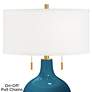 Color Plus Toby Brass 28" Oceanside Blue Glass Table Lamp