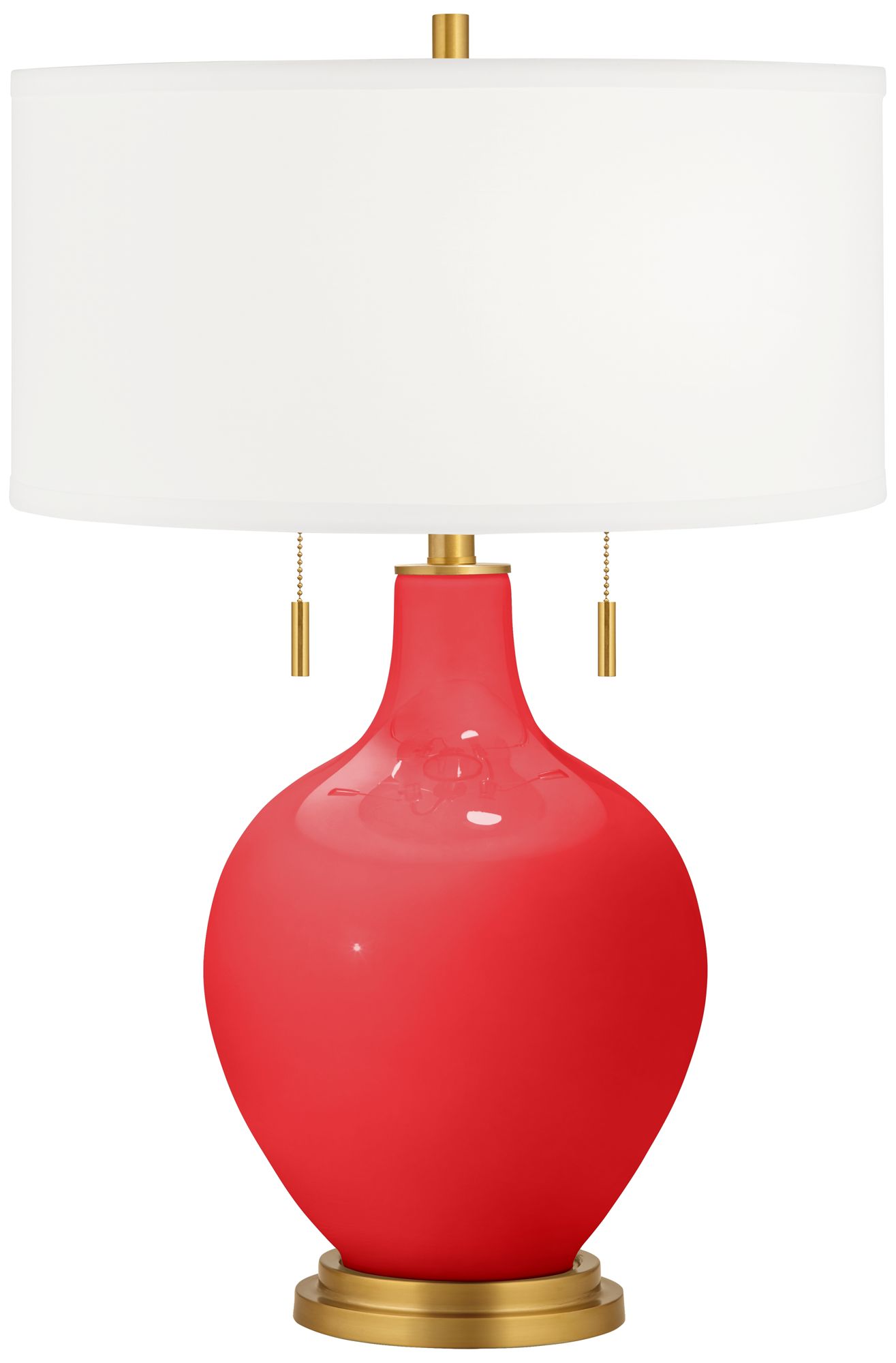 Color Plus Toby Brass 28" Poppy Red Table Lamp with USB Dimmer