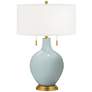 Color Plus Toby Brass 28" Rain Blue Glass Table Lamp