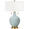 Color Plus Toby Brass 28" Rain Blue Glass Table Lamp