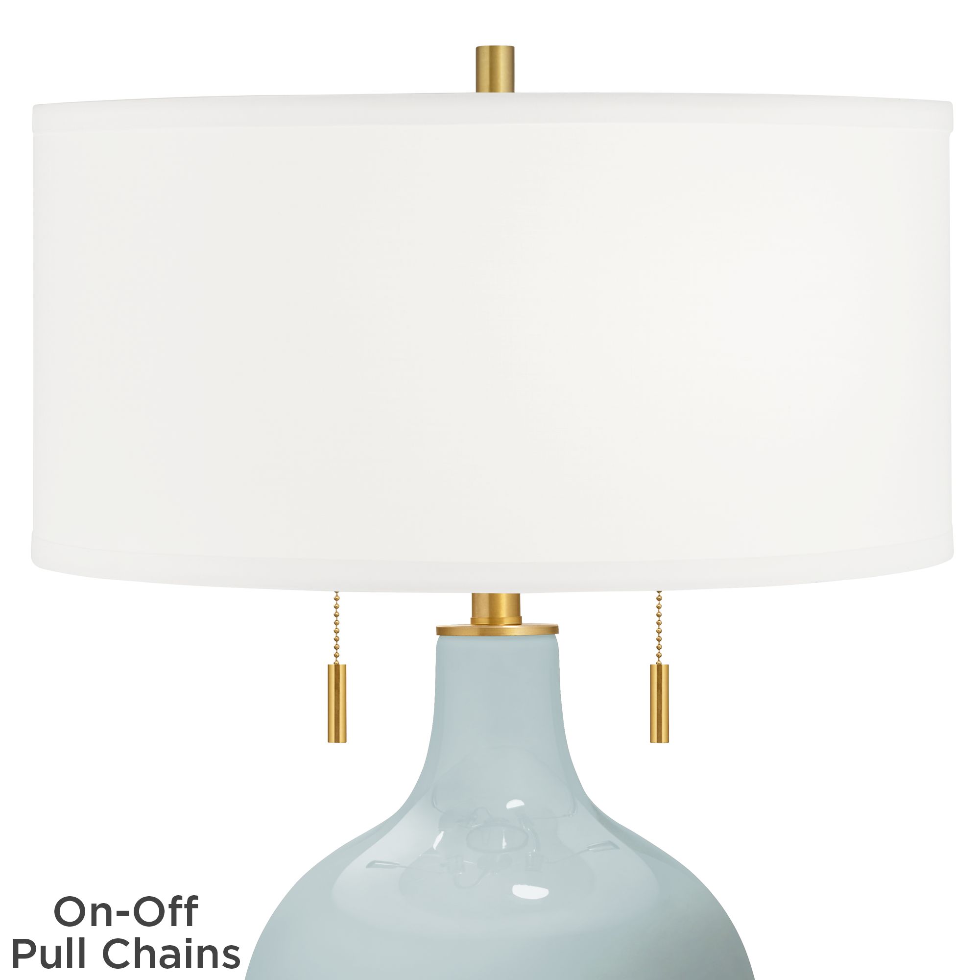 Image 2 Color Plus Toby Brass 28" Rain Blue Glass Table Lamp more views
