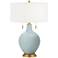 Color Plus Toby Brass 28" Rain Blue Table Lamp with USB Dimmer