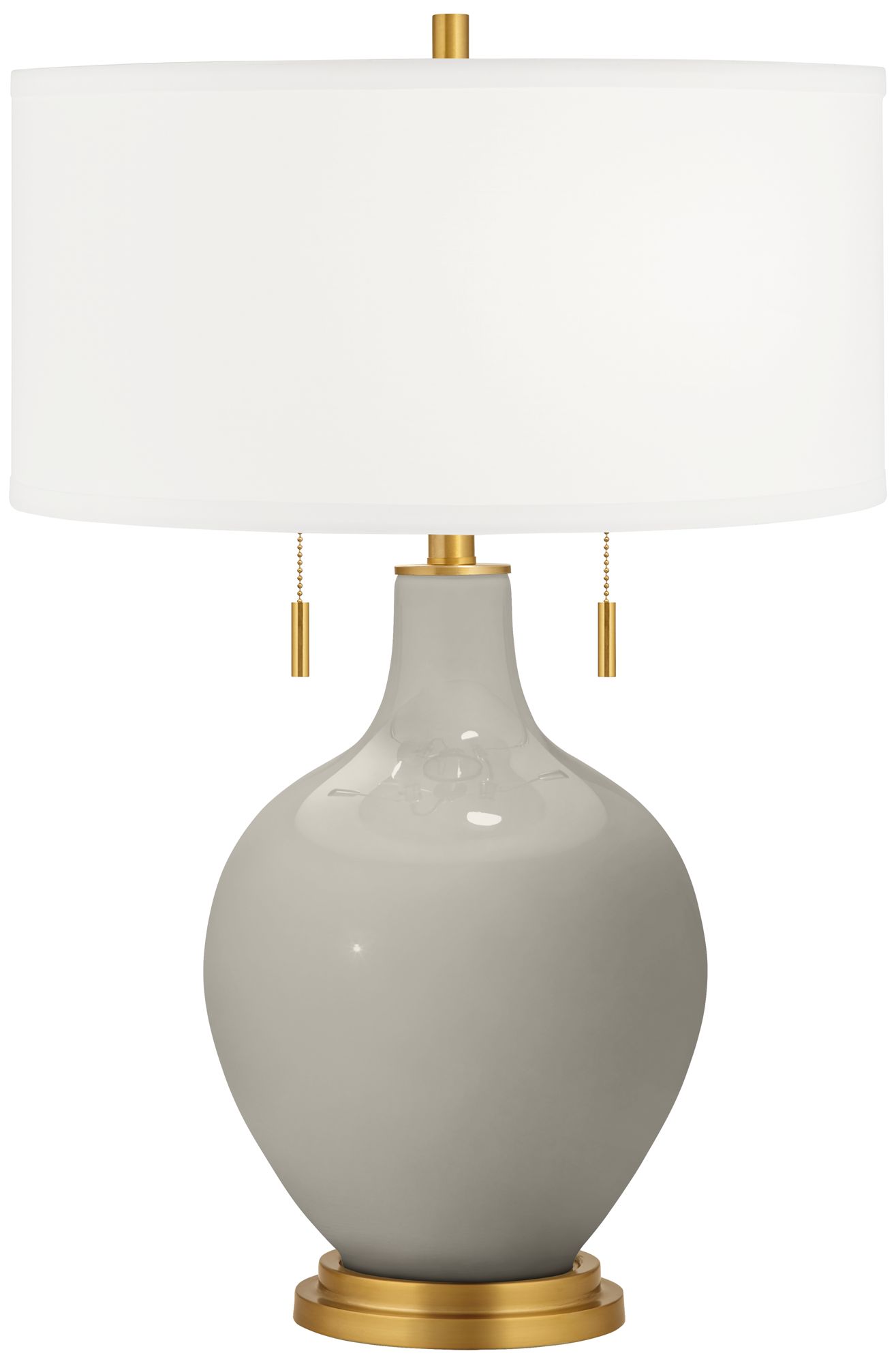 Color Plus Toby Brass 28" Requisite Gray Table Lamp with USB Dimmer