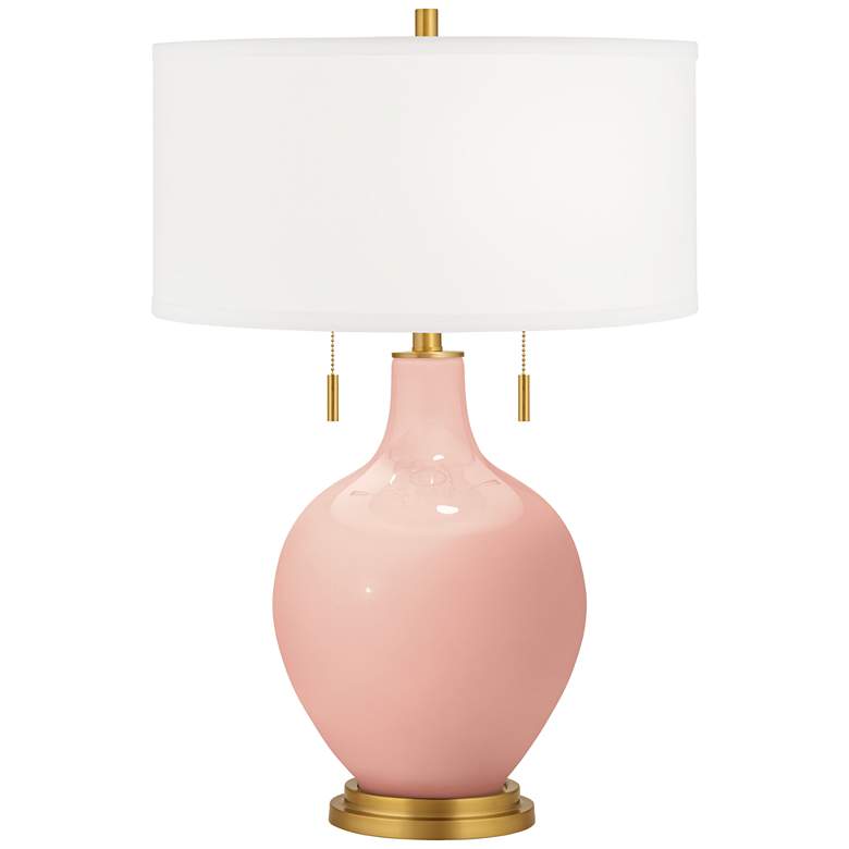 Image 2 Color Plus Toby Brass 28" Rustique Pink Table Lamp with Dimmer