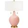 Color Plus Toby Brass 28" Rustique Pink Table Lamp with Dimmer