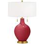 Color Plus Toby Brass 28" Samba Red Glass Table Lamp