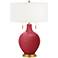 Color Plus Toby Brass 28" Samba Red Glass Table Lamp