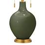 Color Plus Toby Brass 28" Secret Garden Green Glass Table Lamp