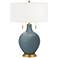 Color Plus Toby Brass 28" Smoky Blue Glass Table Lamp
