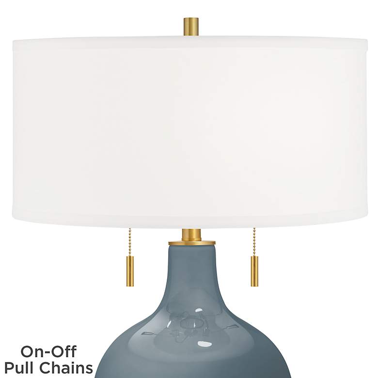 Image 2 Color Plus Toby Brass 28" Smoky Blue Glass Table Lamp more views