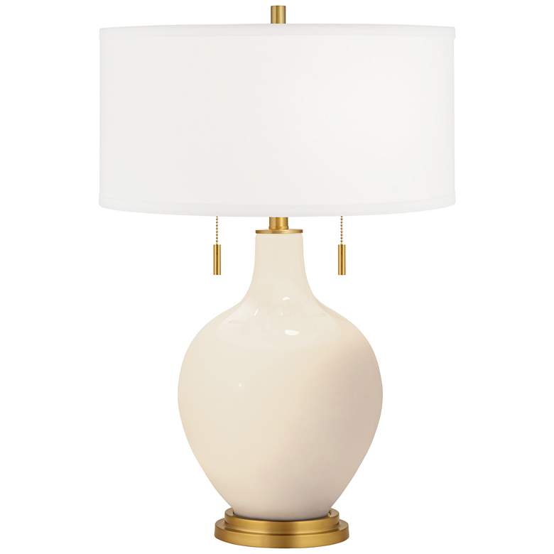 Image 1 Color Plus Toby Brass 28" Steamed Milk White Glass Table Lamp