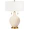 Color Plus Toby Brass 28" Steamed Milk White Glass Table Lamp