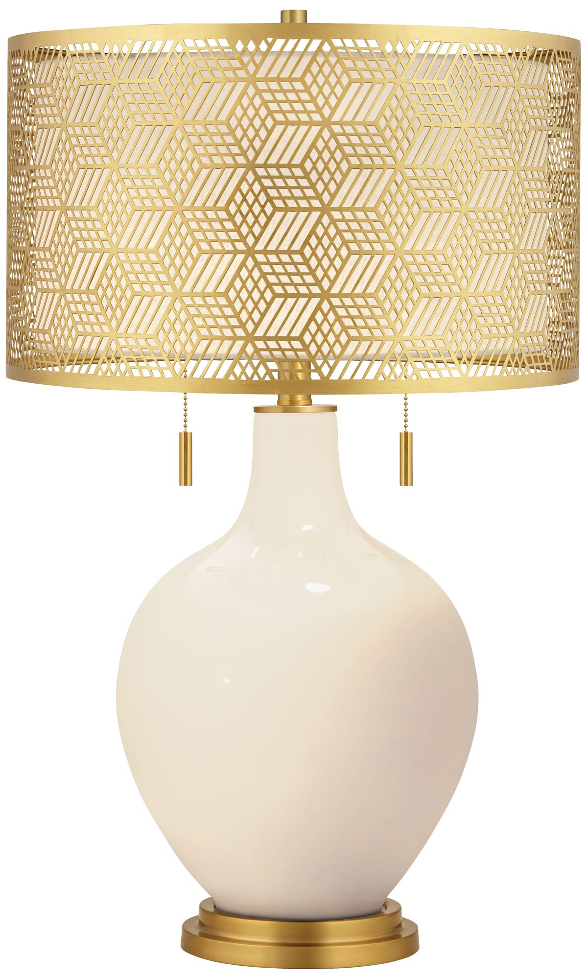 Image Color Plus Toby Brass 28" Steamed Milk White Metal Shade Table Lamp