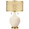 Color Plus Toby Brass 28" Steamed Milk White Metal Shade Table Lamp
