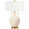 Color Plus Toby Brass 28" Steamed Milk White Table Lamp with Dimmer