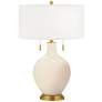 Color Plus Toby Brass 28" Steamed Milk White Table Lamp with Dimmer