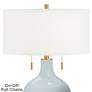 Thumbnail2 of Color Plus Toby Brass 28" Take Five Blue Glass Table Lamp more views