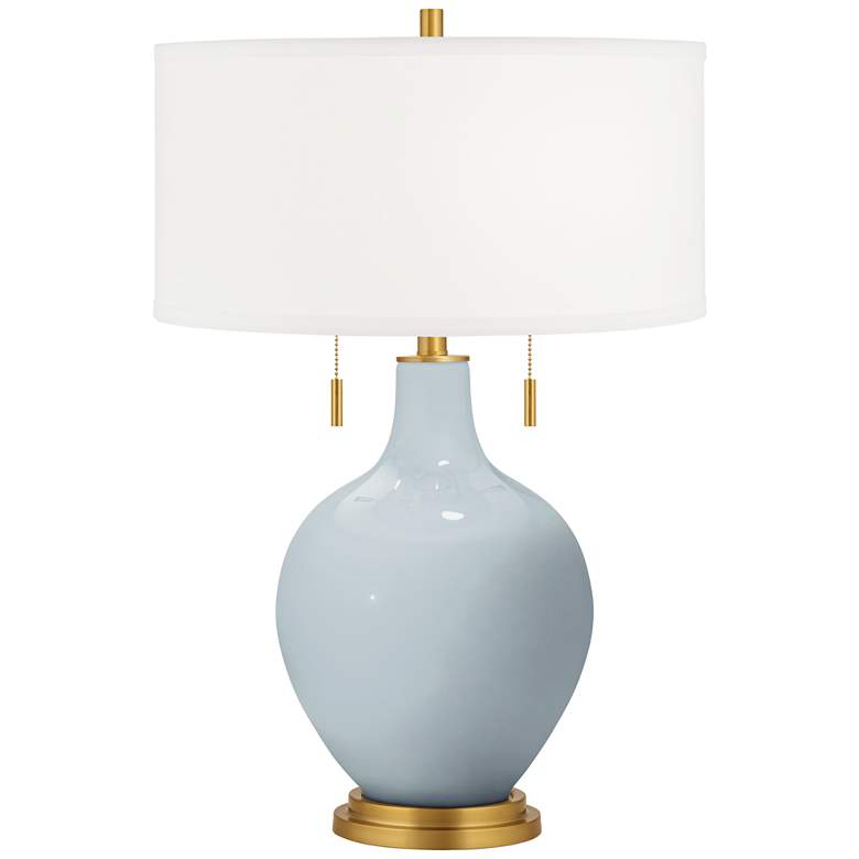 Image 2 Color Plus Toby Brass 28" Take Five Blue Table Lamp with USB Dimmer