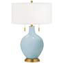 Color Plus Toby Brass 28" Vast Sky Blue Glass Table Lamp