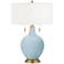 Color Plus Toby Brass 28" Vast Sky Blue Glass Table Lamp