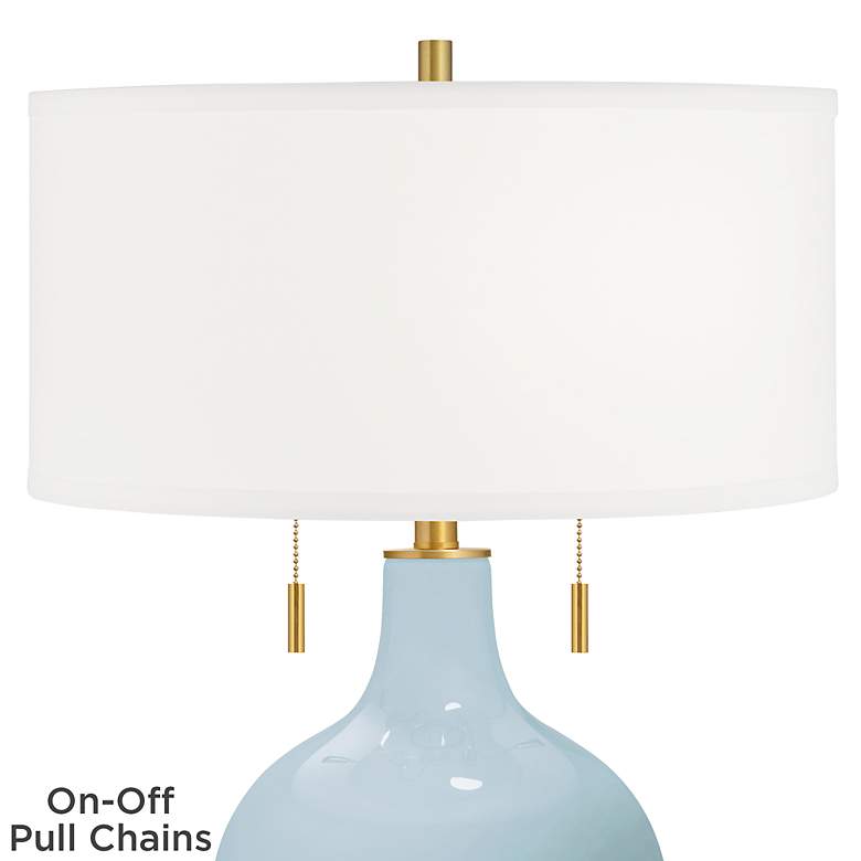 Image 2 Color Plus Toby Brass 28 inch Vast Sky Blue Glass Table Lamp more views