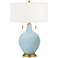 Color Plus Toby Brass 28" Vast Sky Blue Table Lamp with USB Dimmer