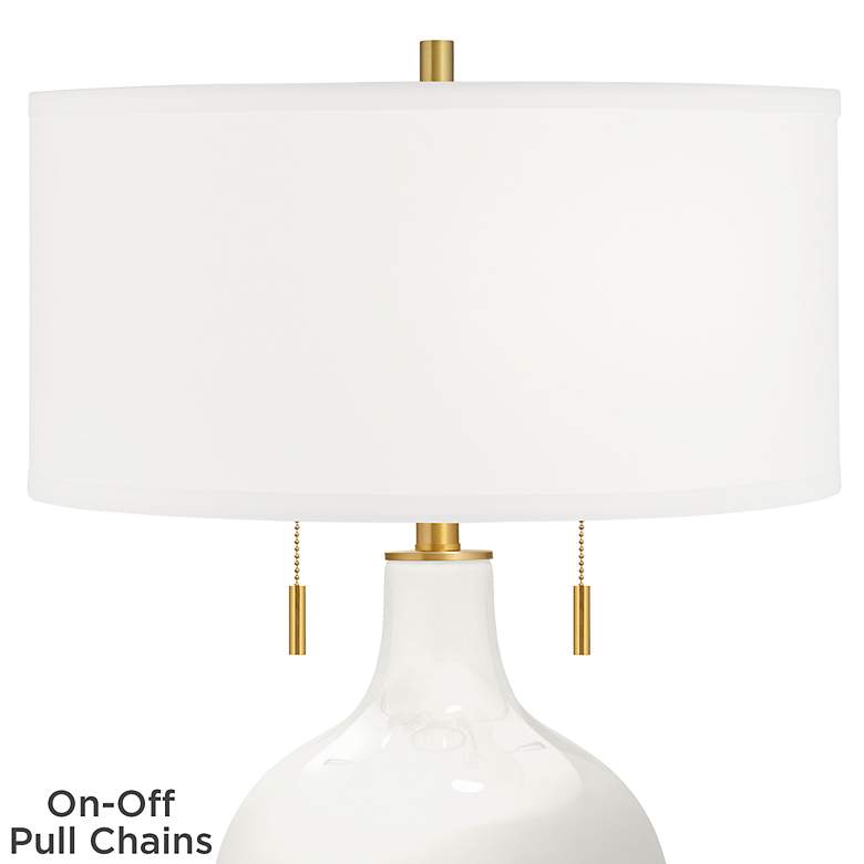 Image 2 Color Plus Toby Brass 28" Winter White Glass Table Lamp more views