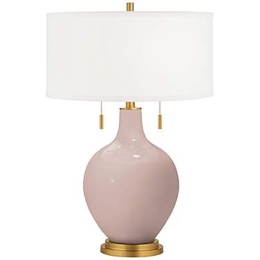 Color Plus Toby Brass 28" Modern Glass Glamour Pink Table Lamp